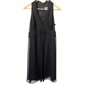 Ann Taylor Black Sleeveless Chiffon V-Neck Dress Size 6